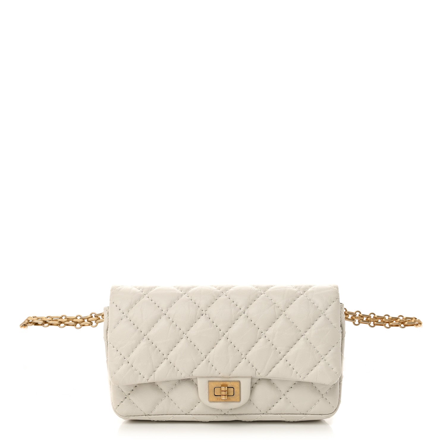 Chanel Aged Calfskin Quilted 2.55 Reissue Flap Belt Bag White 1 of 11