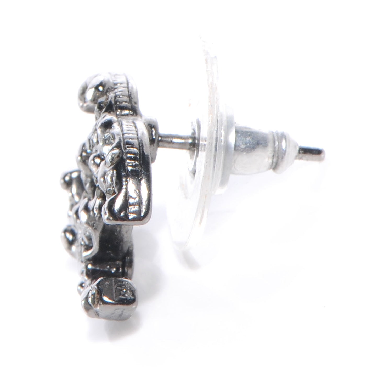Beaded Crystal CC Earrings Ruthenium