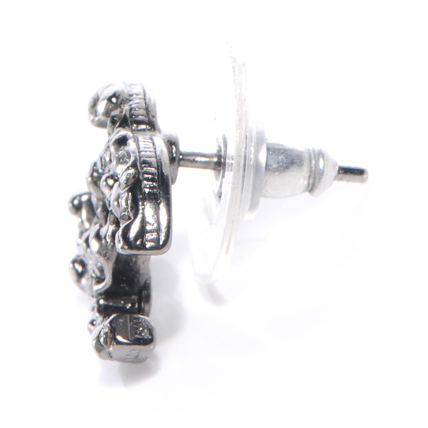 Chanel Beaded Crystal CC Earrings Ruthenium 3 of 6