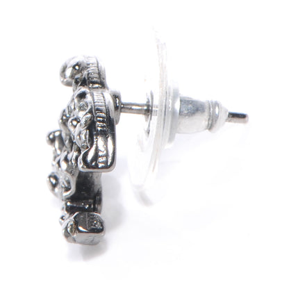 Chanel Beaded Crystal CC Earrings Ruthenium 3 of 6