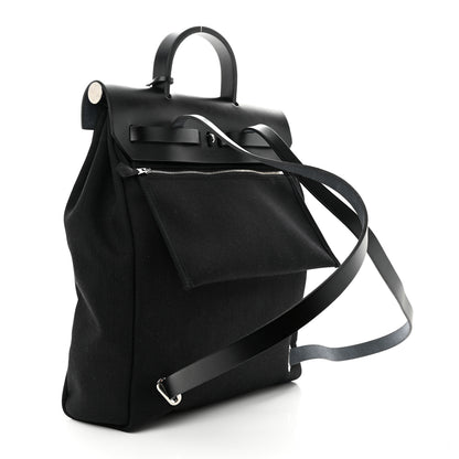 Hermes Military Toile Vache Hunter Herbag a Dos Zip Retourne Backpack Black 4 of 10