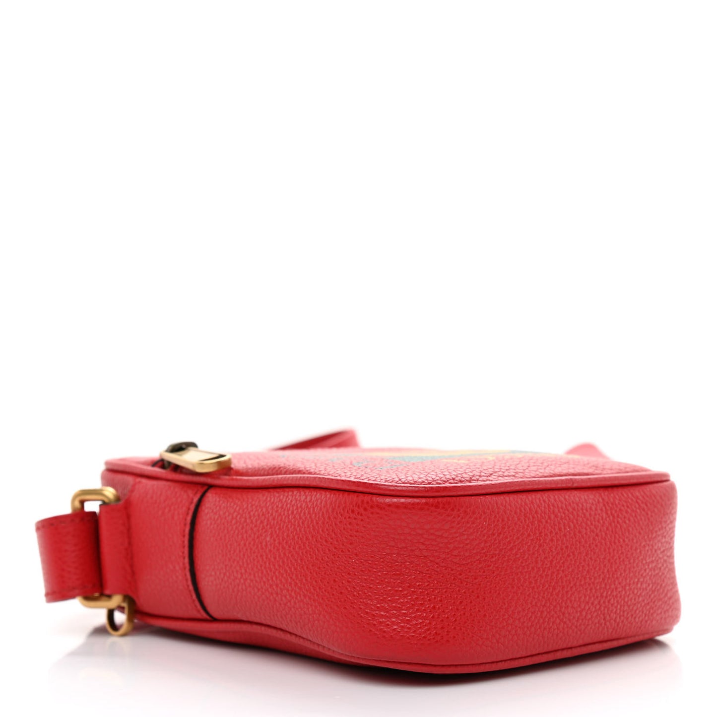 Dollar Calfskin Logo Mini Messenger Bag Hibiscus Red Yellow Green