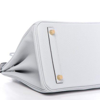 Hermes Taurillon Clemence Birkin 30 Bleu Pale 6 of 11