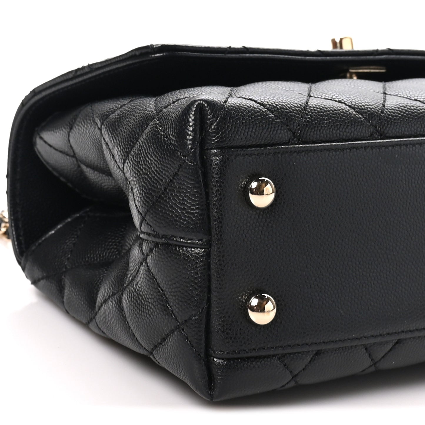 Caviar Quilted Lizard Embossed Mini Coco Handle Flap  Black