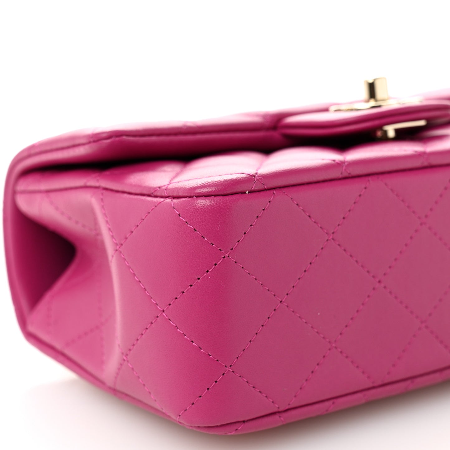 Lambskin Quilted Mini Top Handle Rectangular Flap Fuchsia