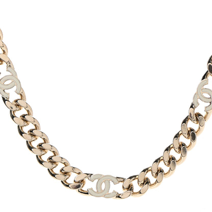Chanel Metal Enamel Chain CC Choker Gold White 1 of 7