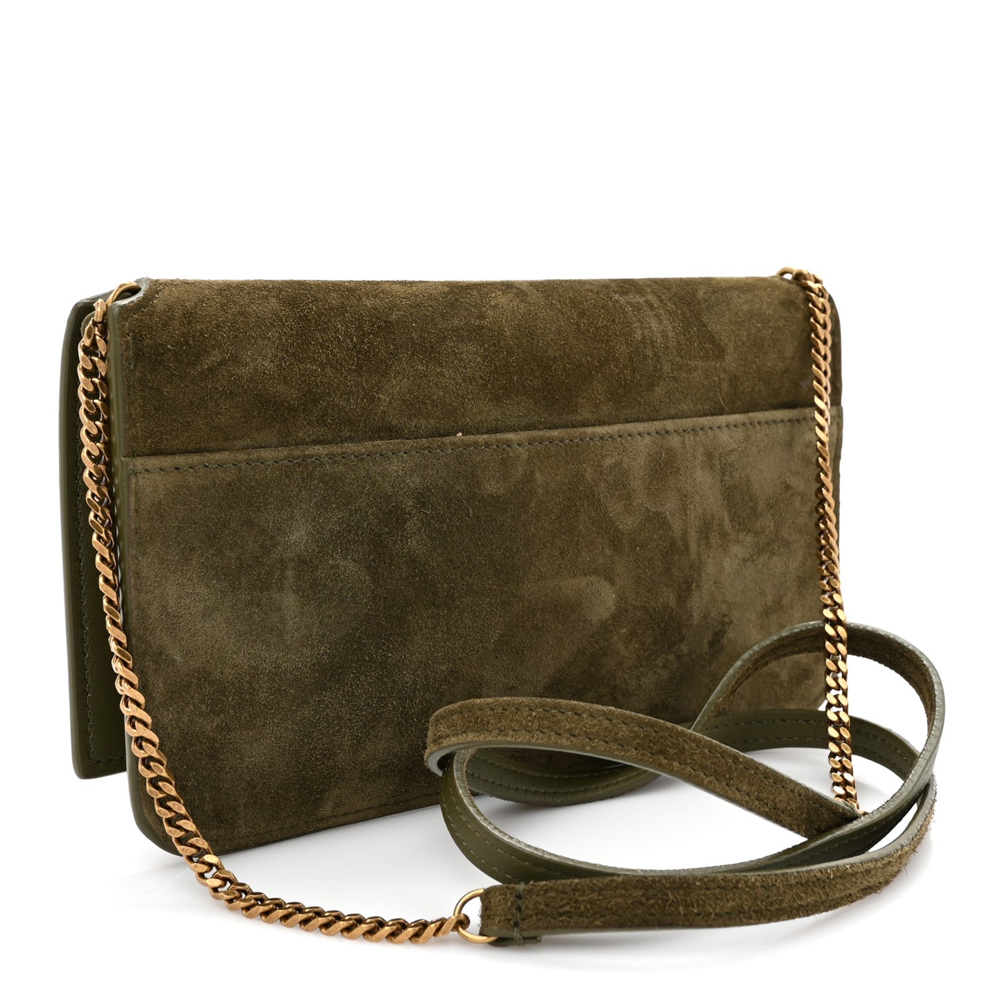 Suede Monogram Phone Holder Crossbody Loden Green