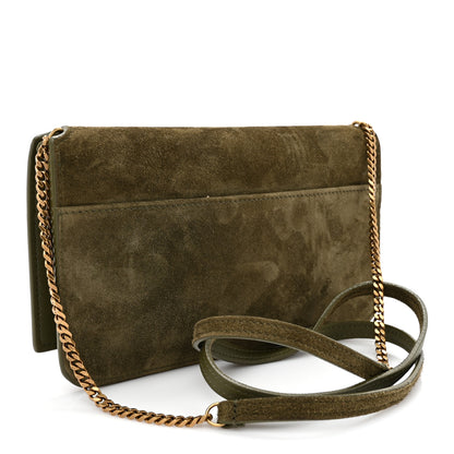 Saint Laurent Suede Monogram Phone Holder Crossbody Loden Green 3 of 13