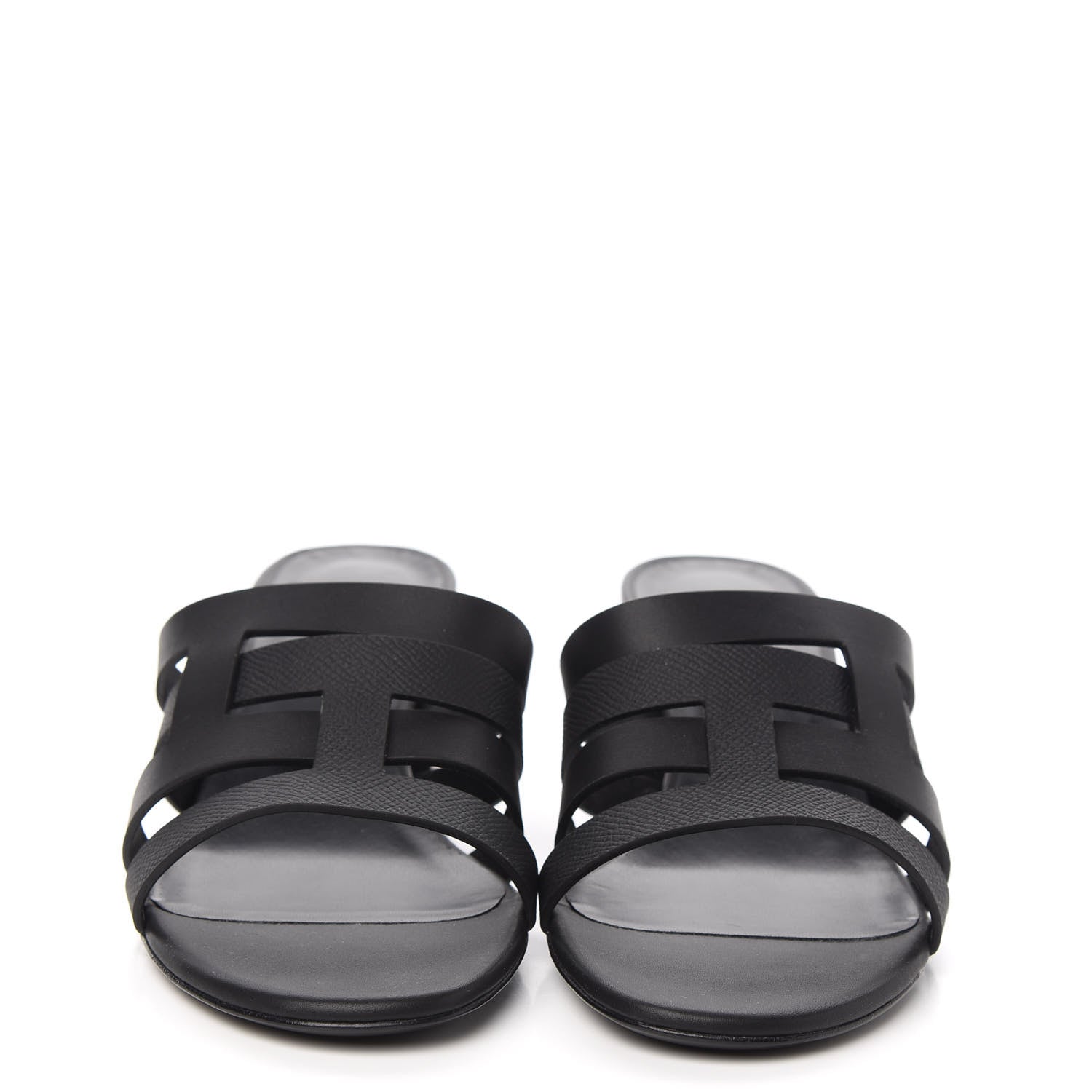 Hermes Calfskin Epsom Amica Sandals 38.5 Black 2 of 9