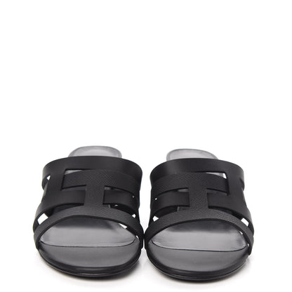 Hermes Calfskin Epsom Amica Sandals 38.5 Black 2 of 9