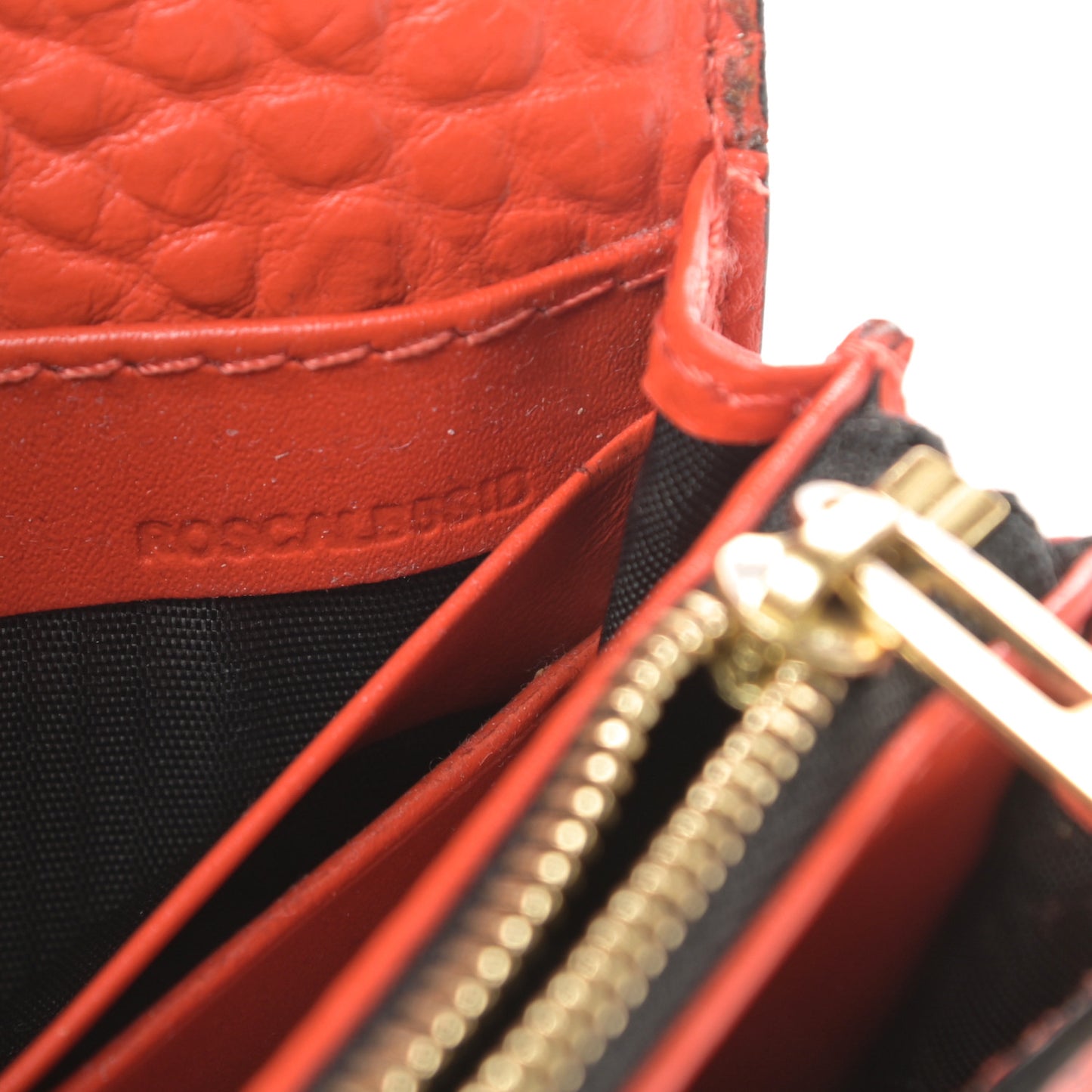 Signature Grain Small Madison Chain Clutch Orange