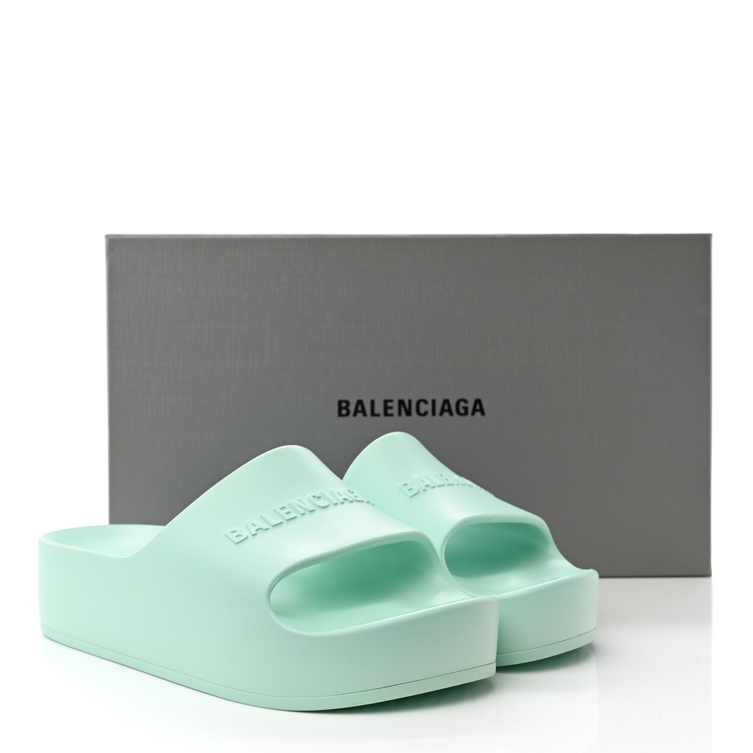 Balenciaga Rubber Womens Chunky Slide Sandals 39 Green Aqua 8 of 8