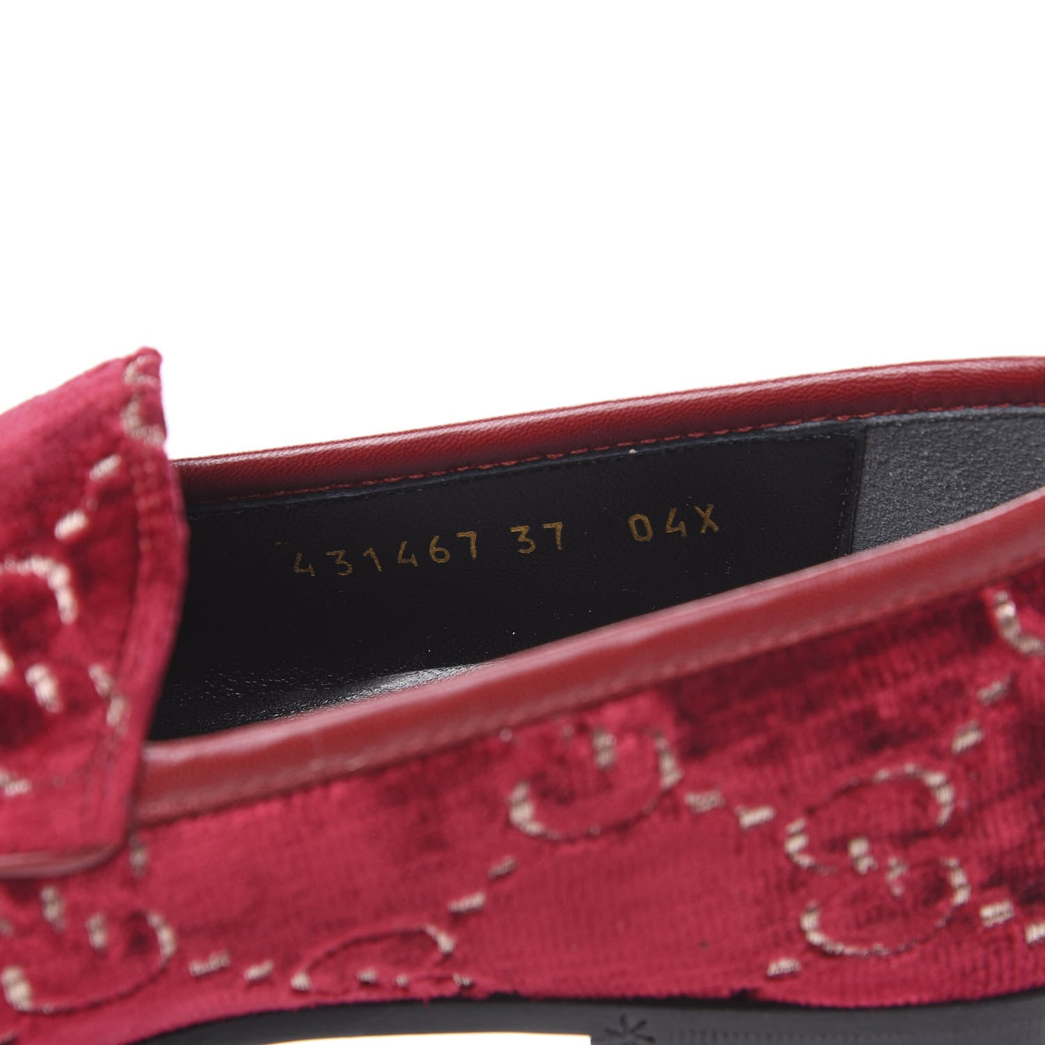 Gucci Velvet Malaga Kid GG Monogram Horsebit Womens Jordaan Loafers 37 Red Cipria Romantic Cerise 8 of 10