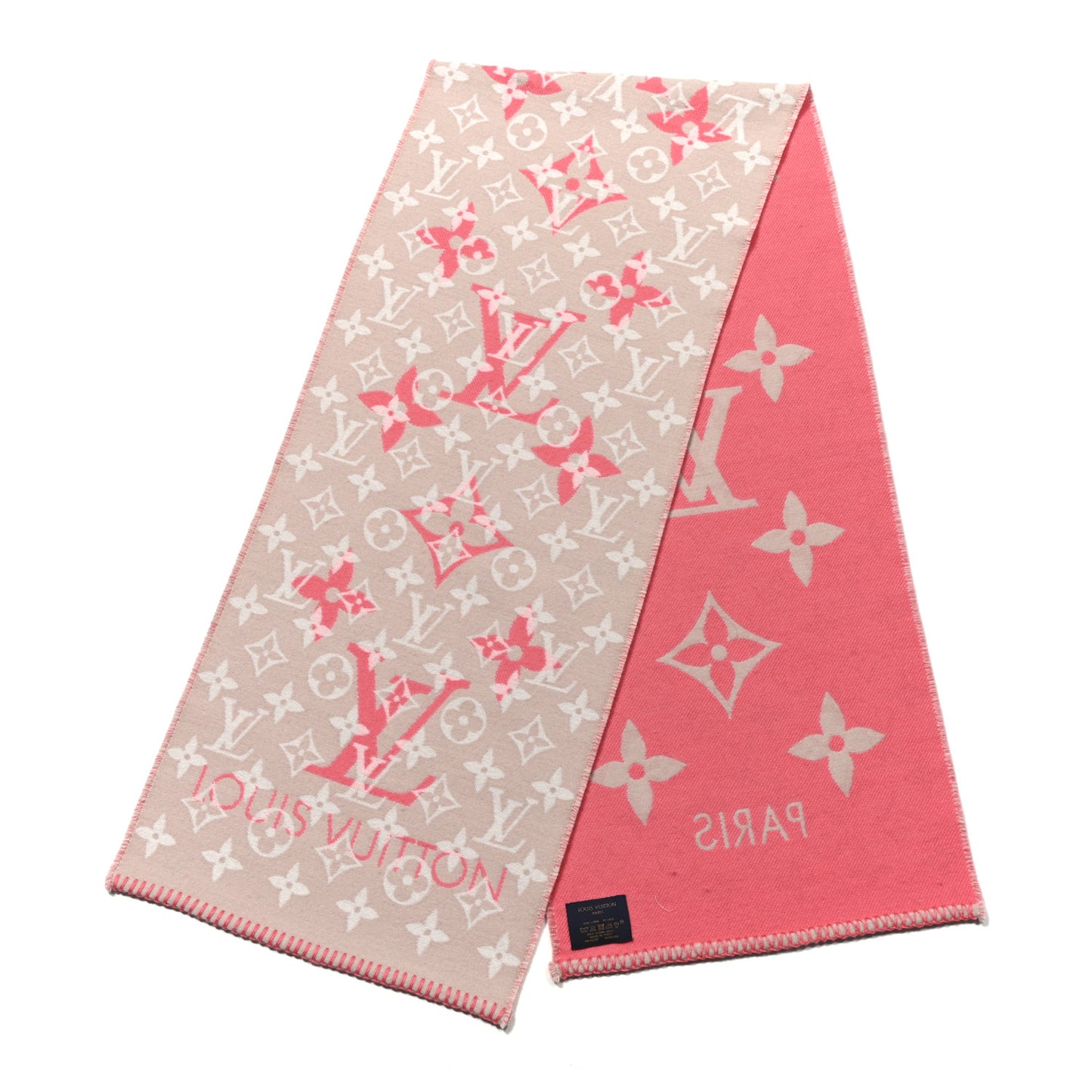 Wool Silk Monogram LV All You Need Scarf Pink Multicolor