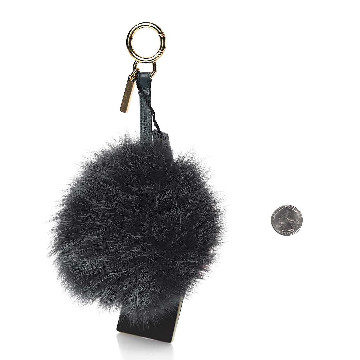 Fox Fur Nappa FF Pom Pom Bag Charm Black Foresta Bubblegum Cheesecake