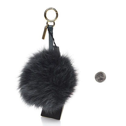 Fendi Fox Fur Nappa FF Pom Pom Bag Charm Black Foresta Bubblegum Cheesecake 2 of 4