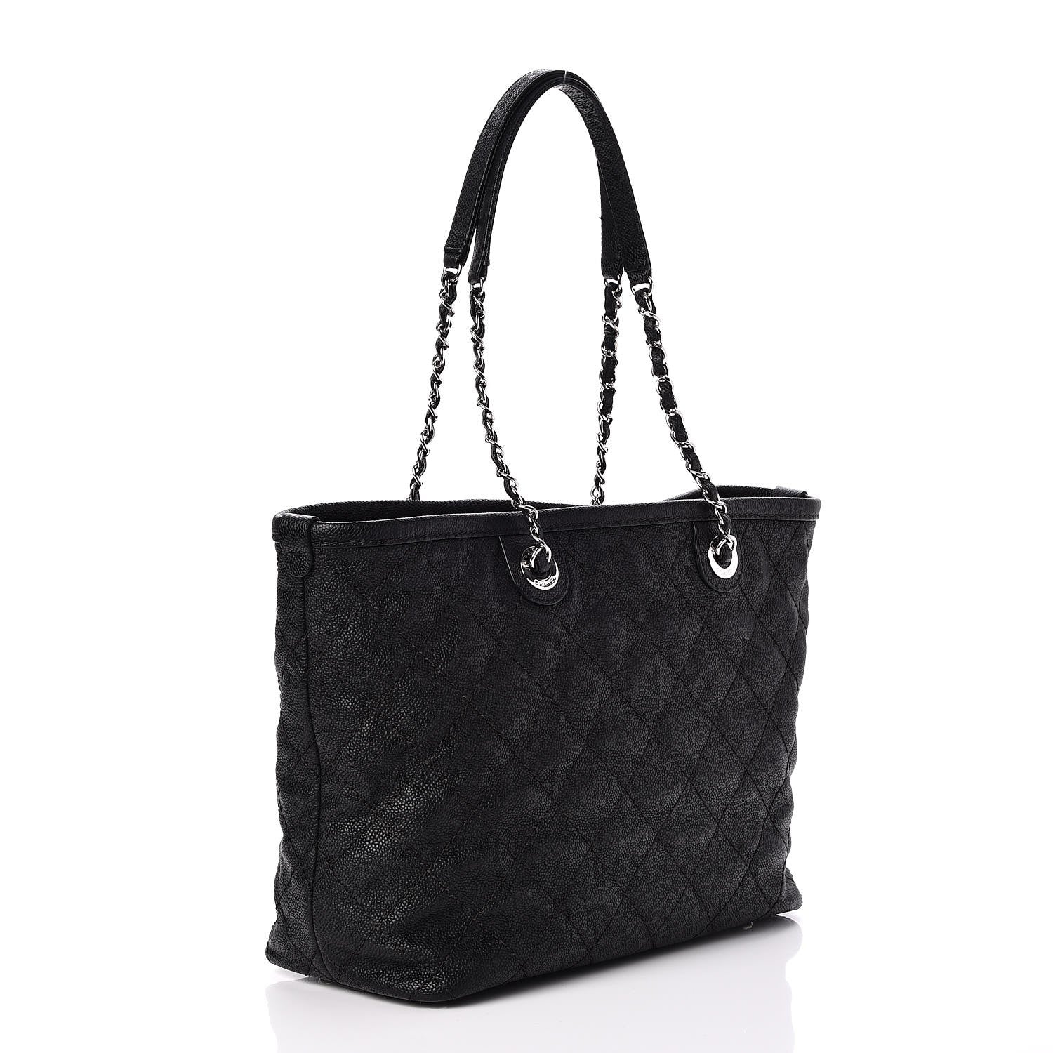 Chanel Grained Calfskin Quilted Small Daily Shopping Tote Black 3 of 9