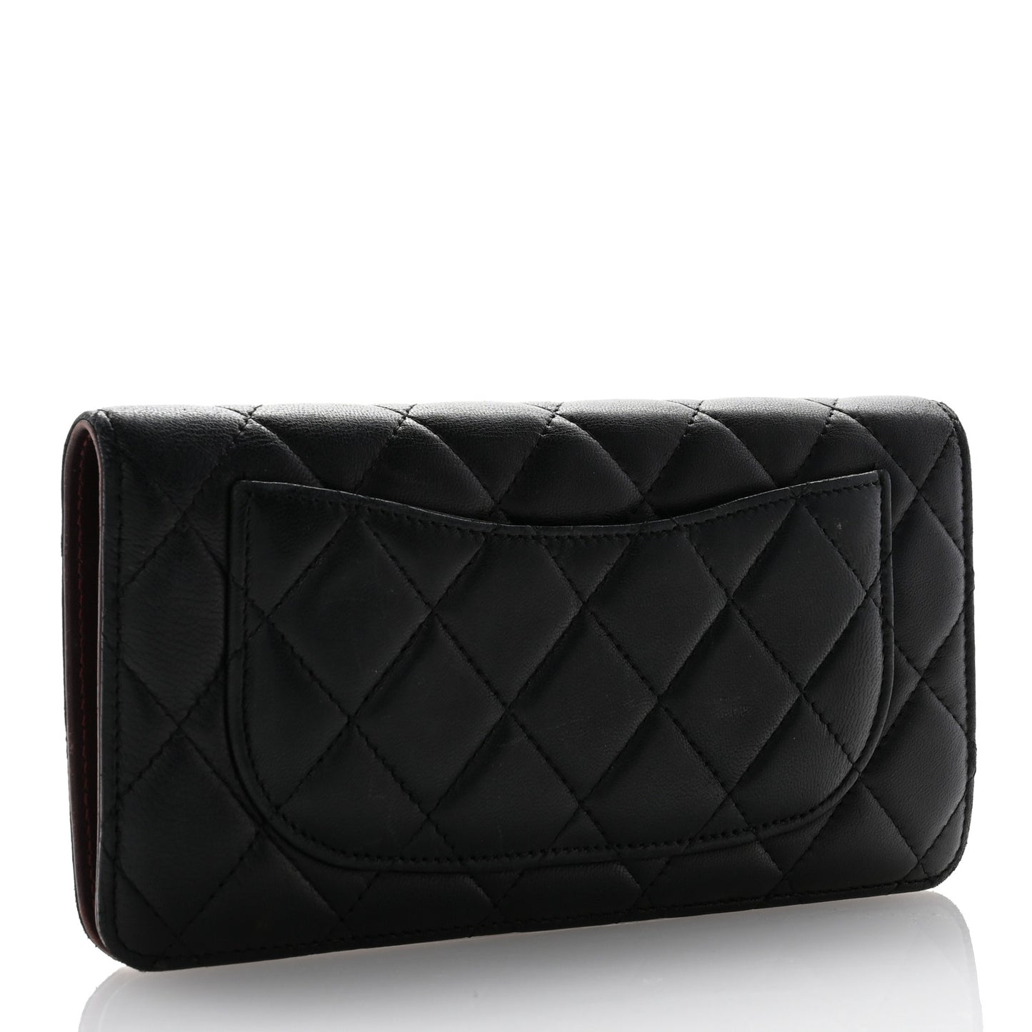 Lambskin Quilted Yen Wallet Black