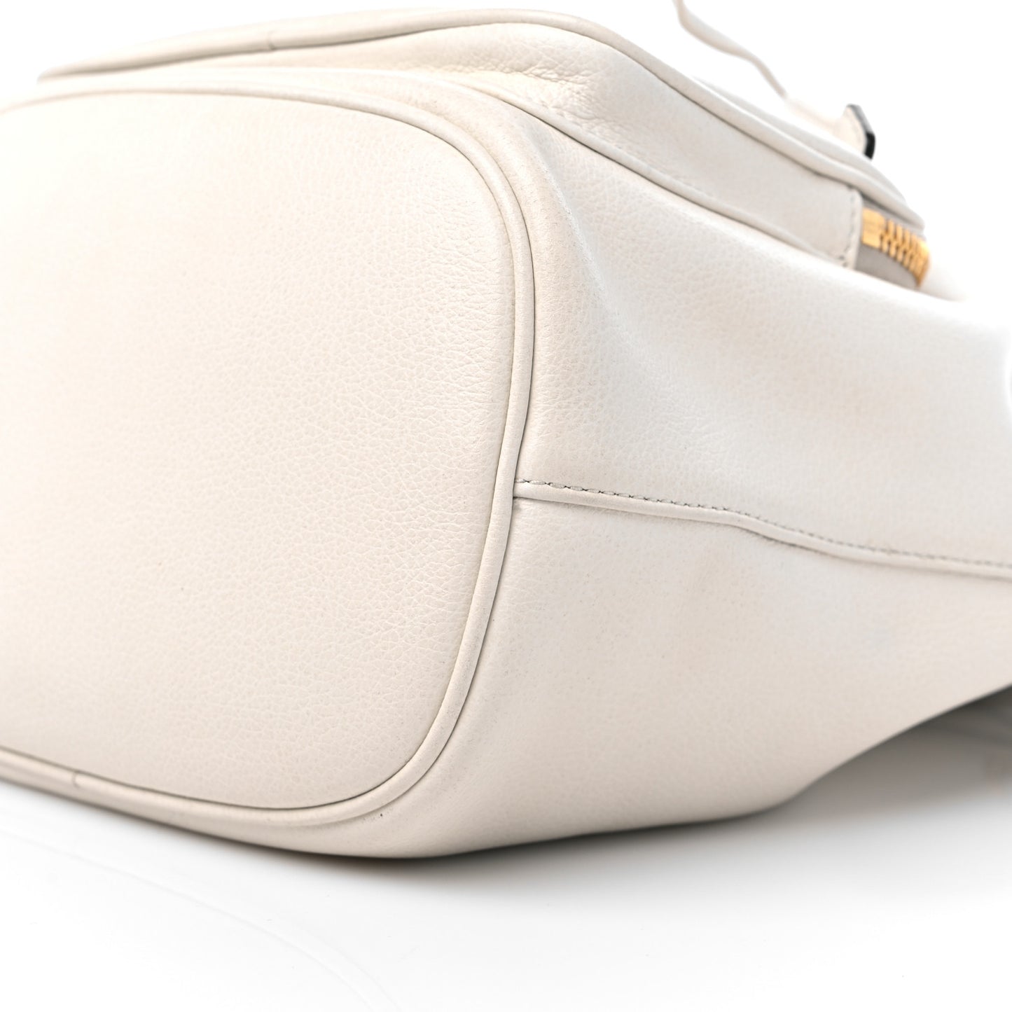 Glace Calfskin Logo Mini Bucket Crossbody Bag White