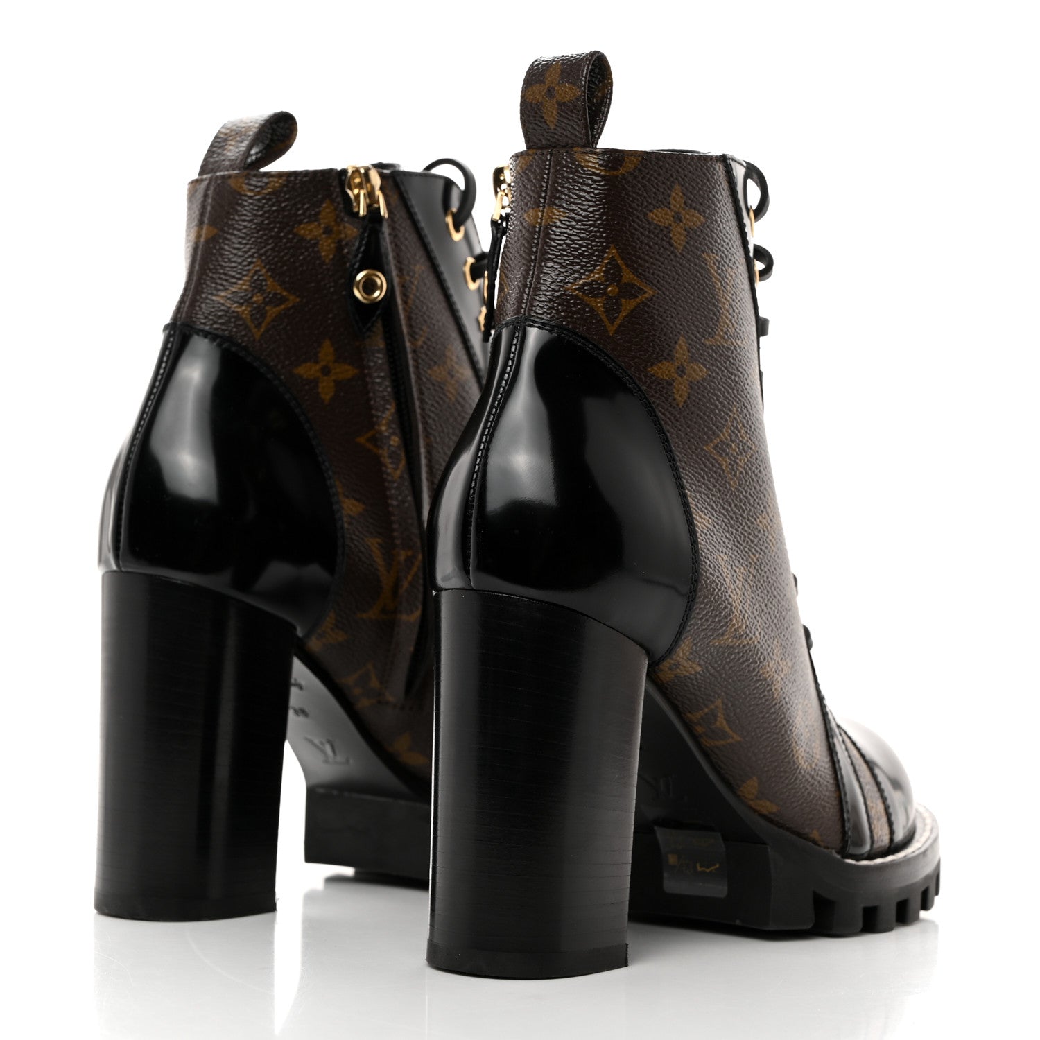 Louis Vuitton Patent Calfskin Monogram Star Trail Ankle Boots 38 Black 4 of 8