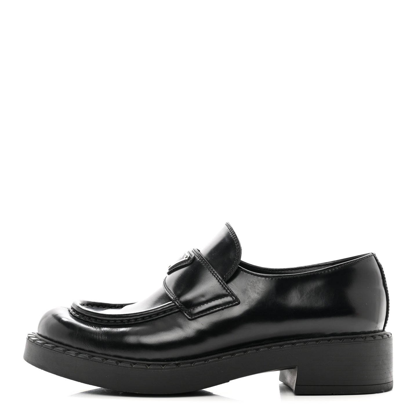 Spazzolato Metal Triangle Logo 50mm Loafers 40.5 Black