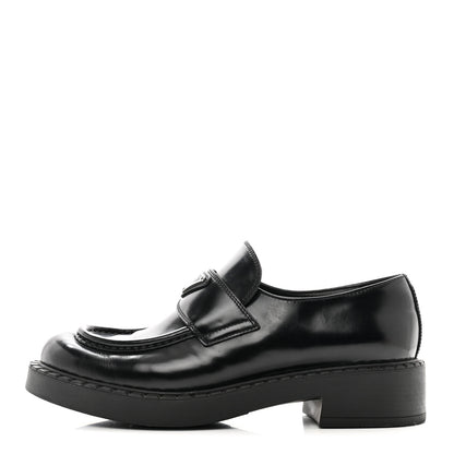 Prada Spazzolato Metal Triangle Logo 50mm Loafers 40.5 Black 1 of 9