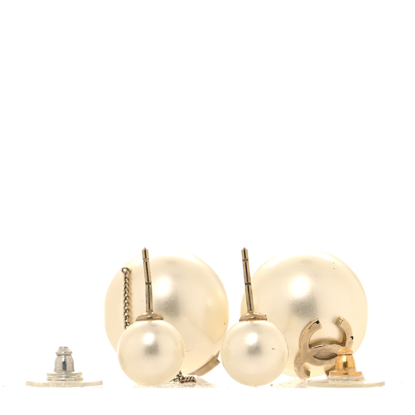 Pearl CC Chain Drop Earrings Gold
