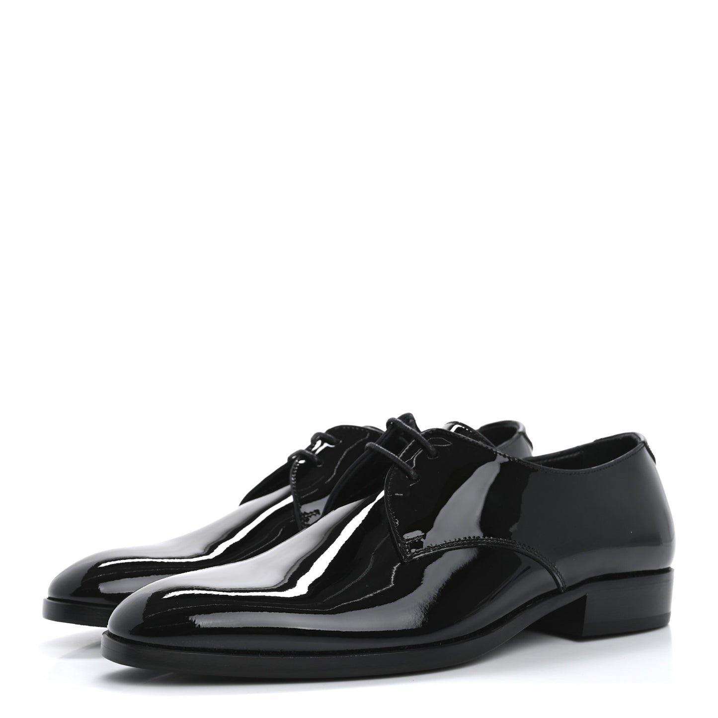 Patent Calfskin Mens Derby Lace Up Shoes 37 Black