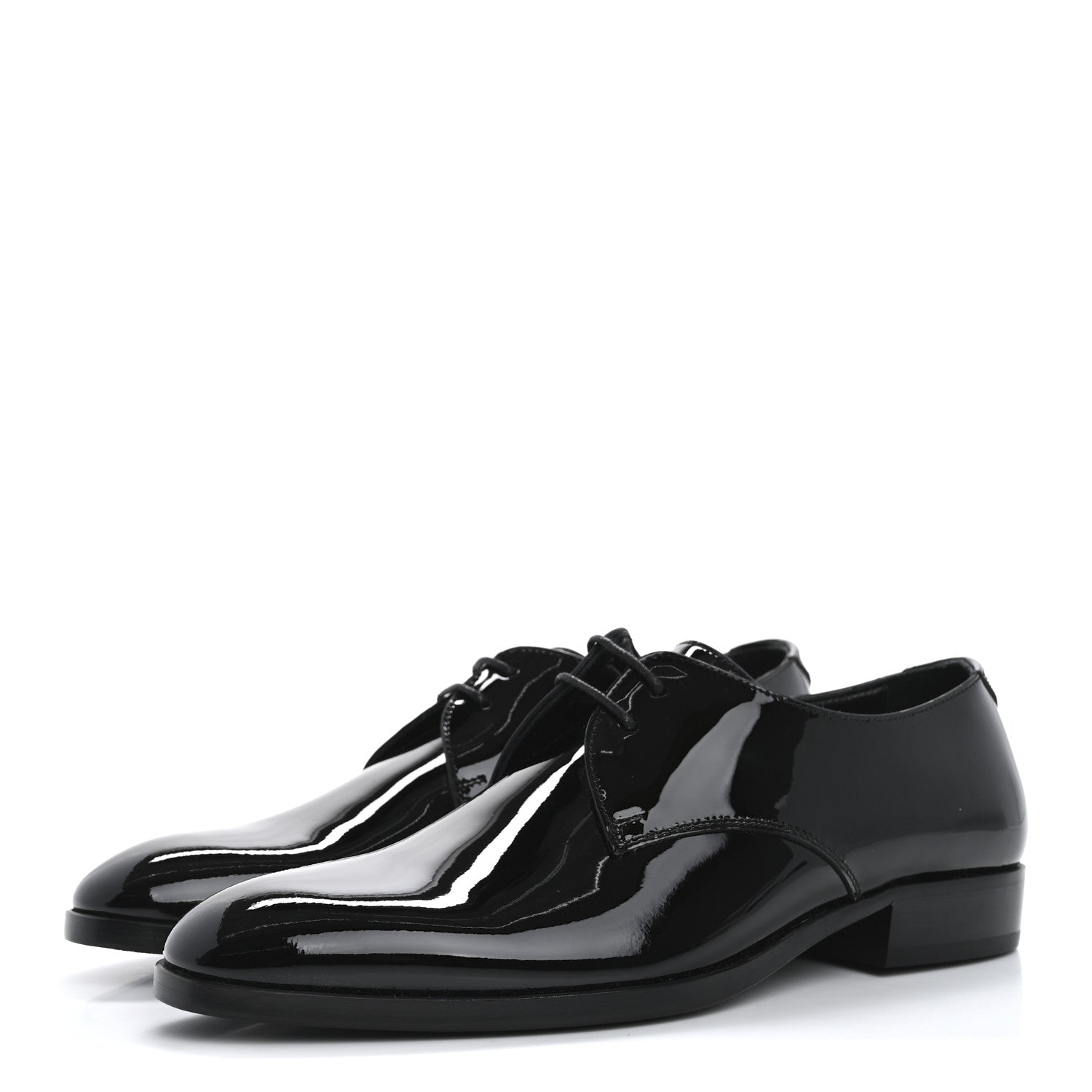 Saint Laurent Patent Calfskin Mens Derby Lace Up Shoes 37 Black 4 of 10