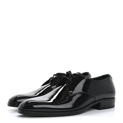 Saint Laurent Patent Calfskin Mens Derby Lace Up Shoes 37 Black 4 of 10