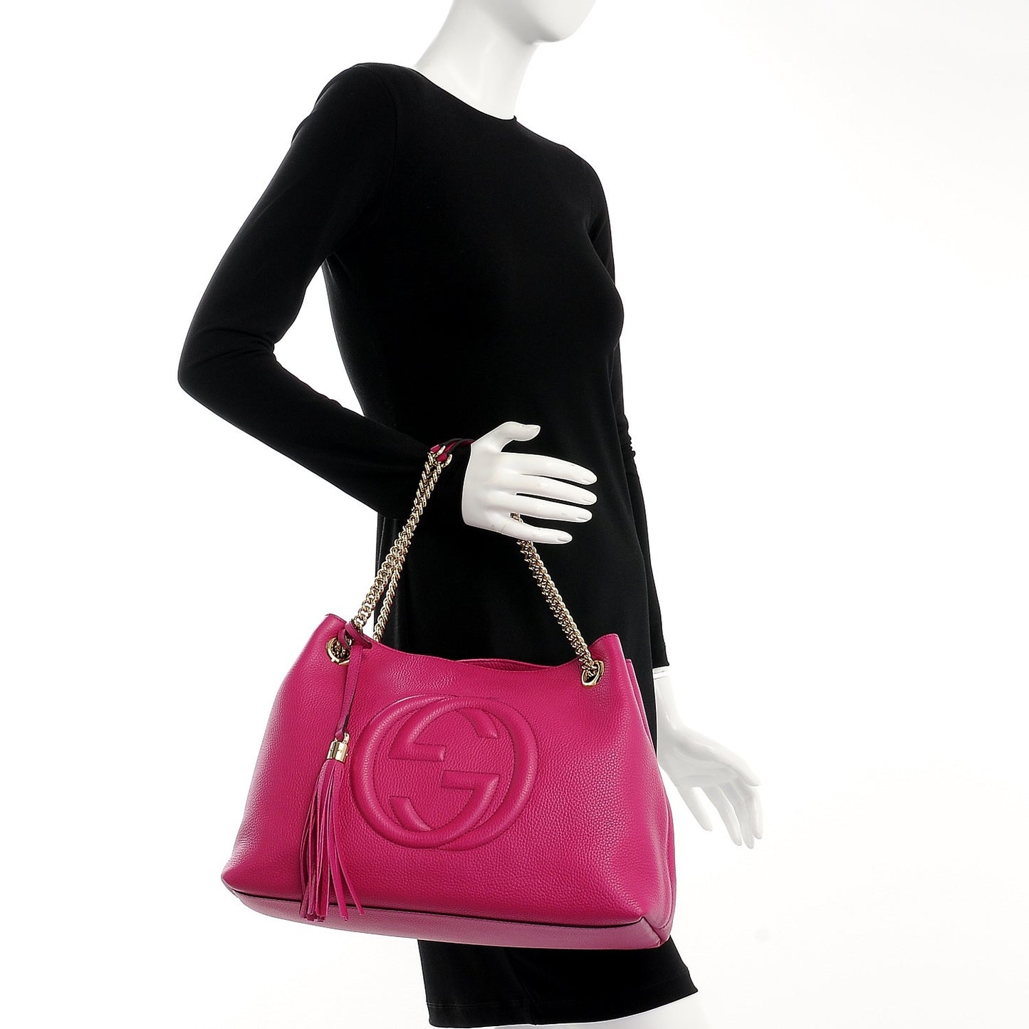 Cellarius Calfskin Medium Soho Chain Shoulder Bag Bright Bouganville
