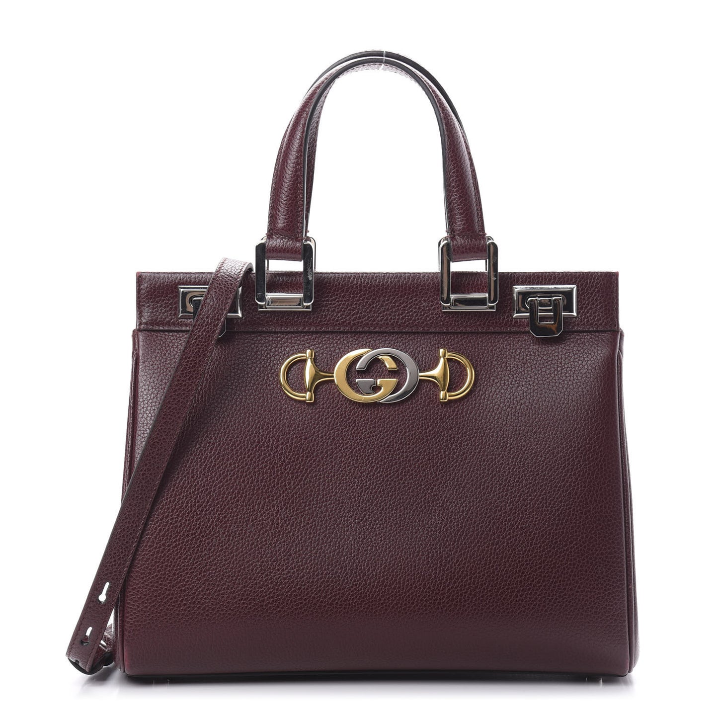 Grainy Calfskin Small Zumi Top Handle Bag Vintage Bordeaux