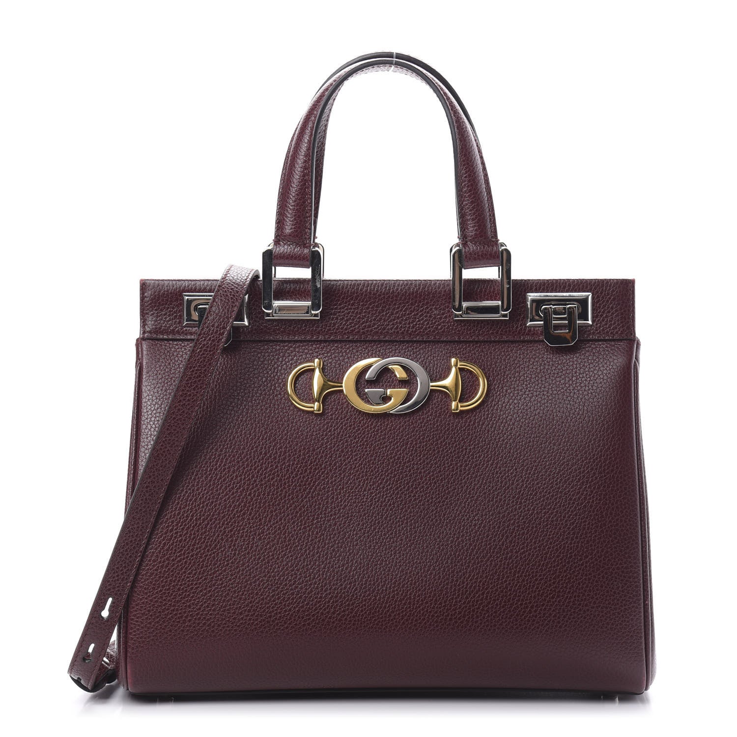 Gucci Grainy Calfskin Small Zumi Top Handle Bag Vintage Bordeaux 1 of 16