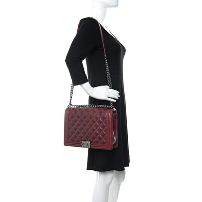 Chanel Calfskin Quilted Double Stitch Large Boy Flap Burgundy 2 of 10
