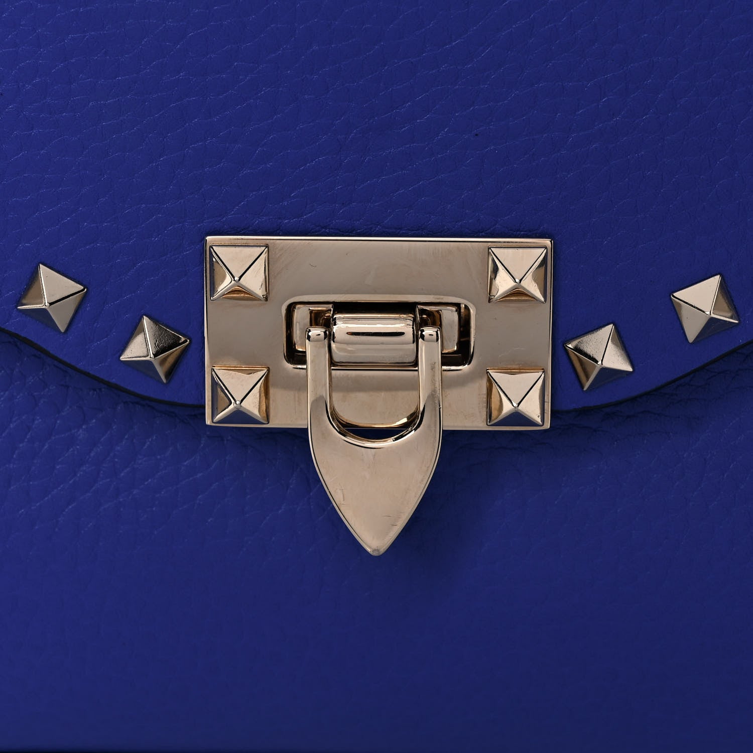 Valentino Garavani Pebbled Calfskin Medium Rockstud Flip Lock Crossbody Bag Acid Blue 12 of 13