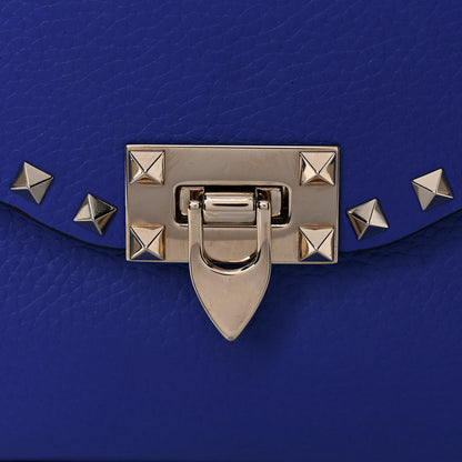 Valentino Garavani Pebbled Calfskin Medium Rockstud Flip Lock Crossbody Bag Acid Blue 12 of 13