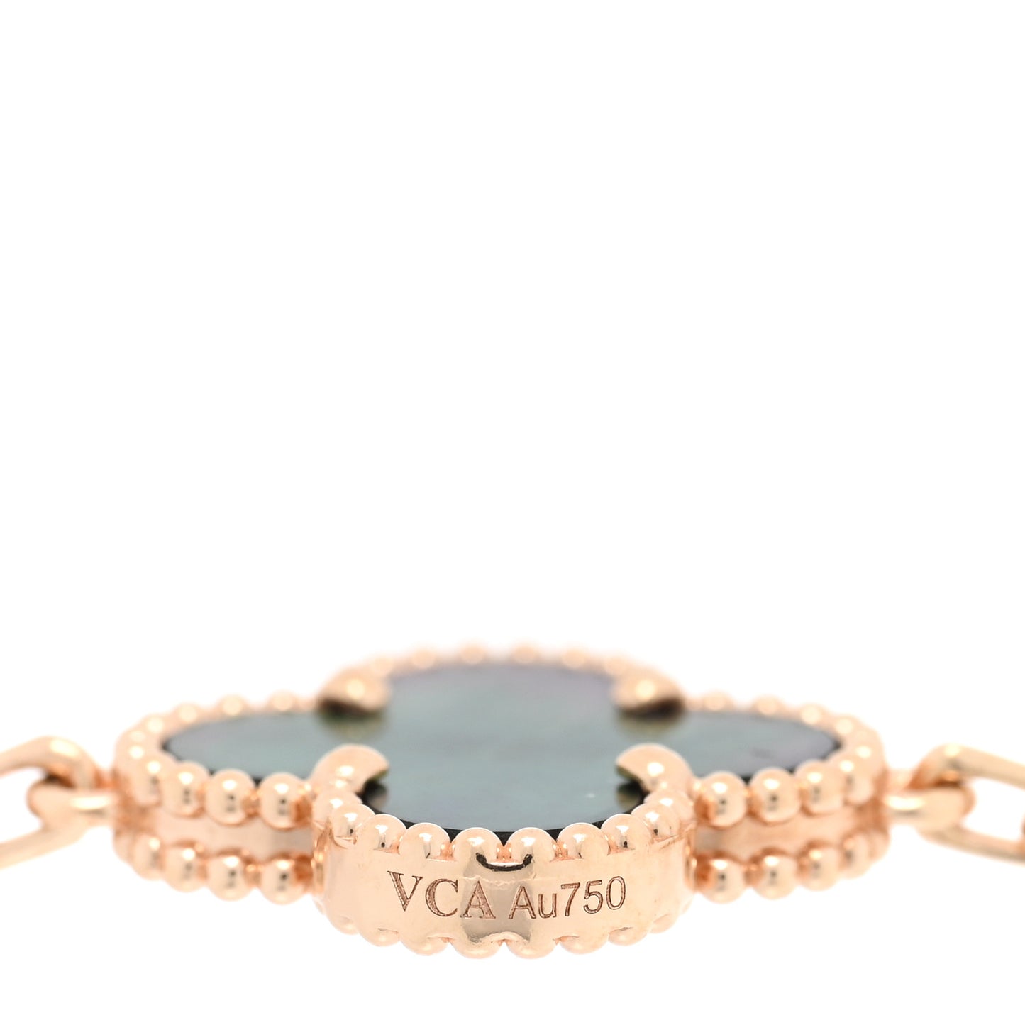 18K Rose Gold Gray Mother of Pearl 5 Motifs Vintage Alhambra Bracelet