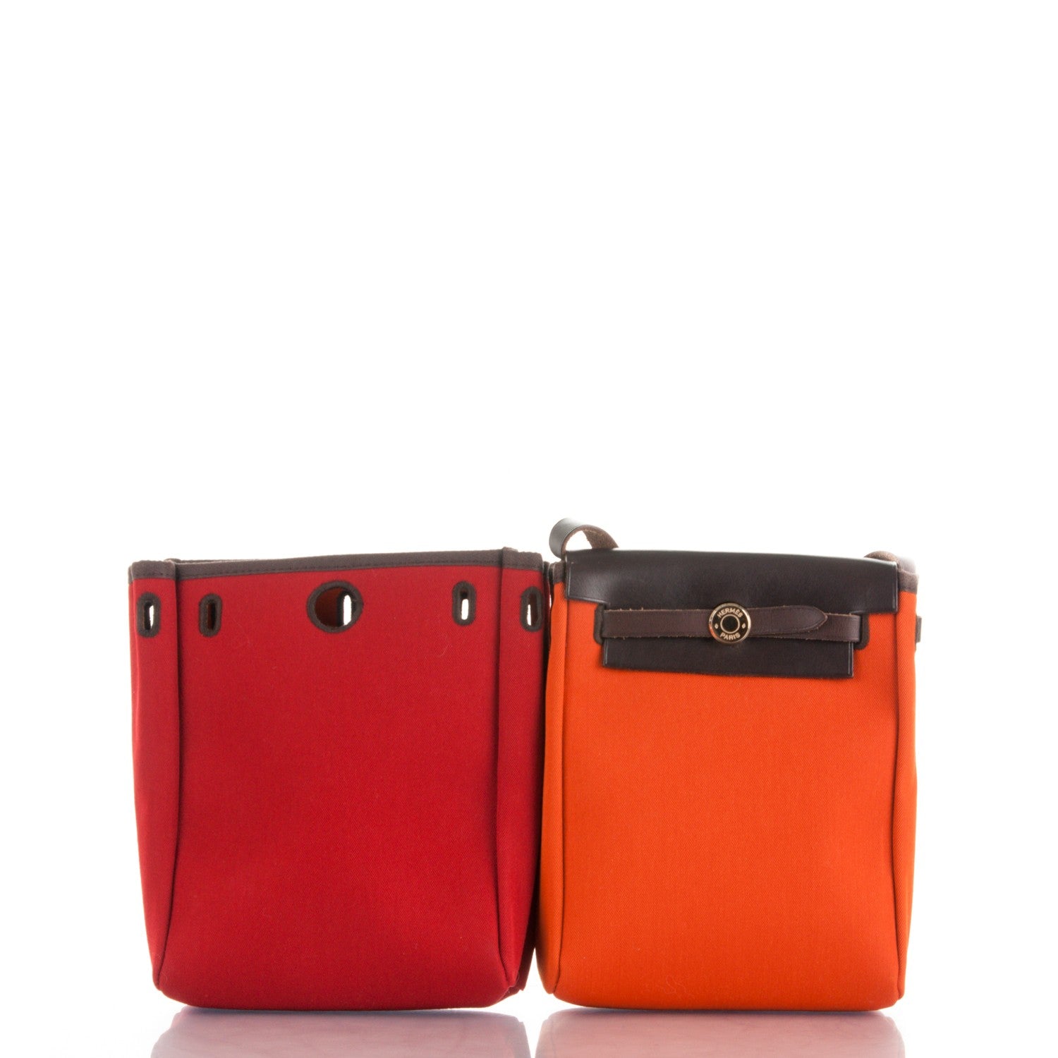 Hermes Barenia Toile Herbag TPM Red Orange 8 of 8