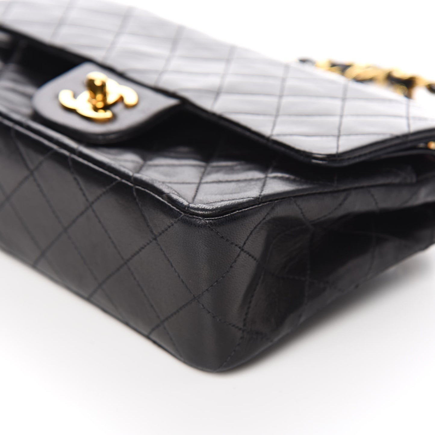 Lambskin Quilted Small Double Flap Black