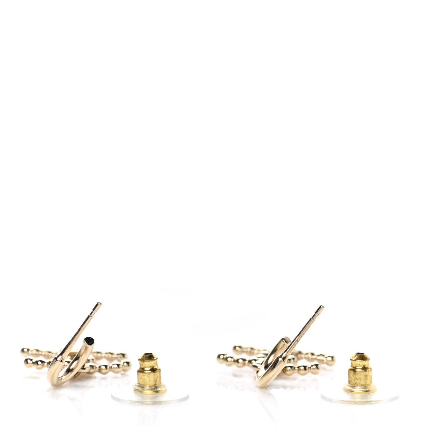 Metal Bead CC Drop Earrings Gold