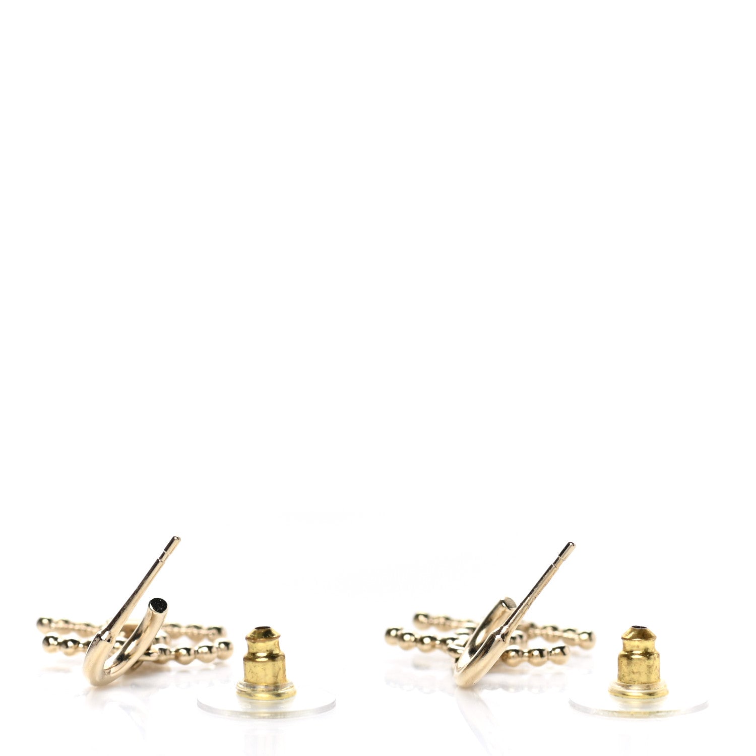 Chanel Metal Bead CC Drop Earrings Gold 3 of 5