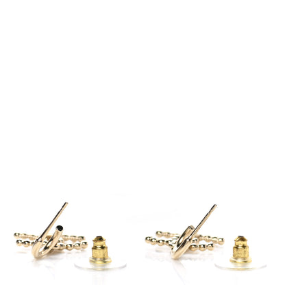 Chanel Metal Bead CC Drop Earrings Gold 3 of 5