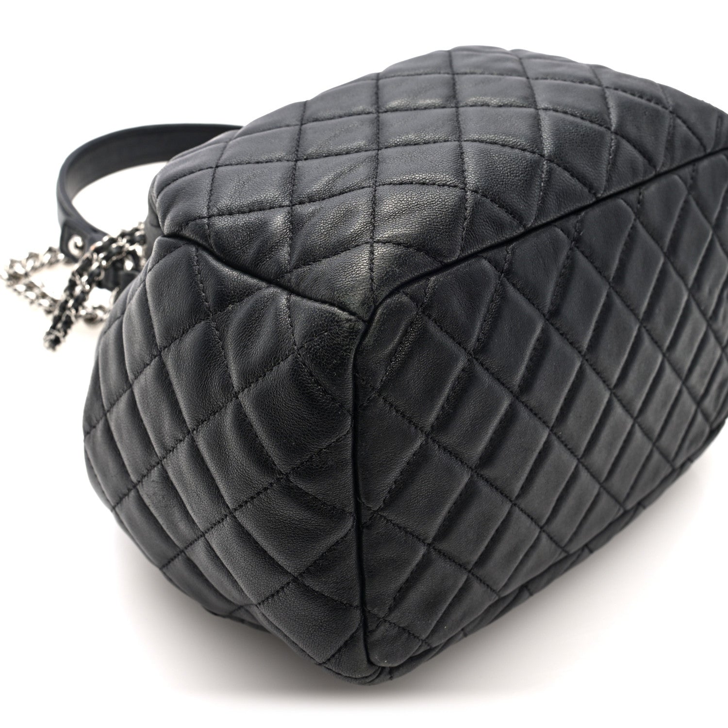 Chanel Lambskin Quilted CC Chain Drawstring Tote Black 1848568
