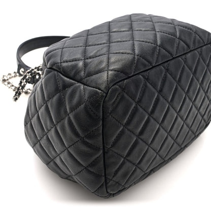 Chanel Lambskin Quilted CC Chain Drawstring Tote Black 9 of 10