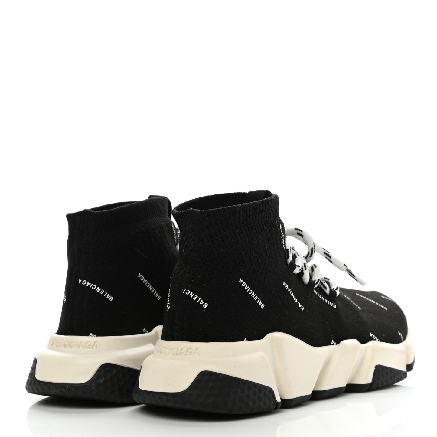 Neoprene Knit Allover Logo Womens Speed Lace Up Sneakers 36 Black