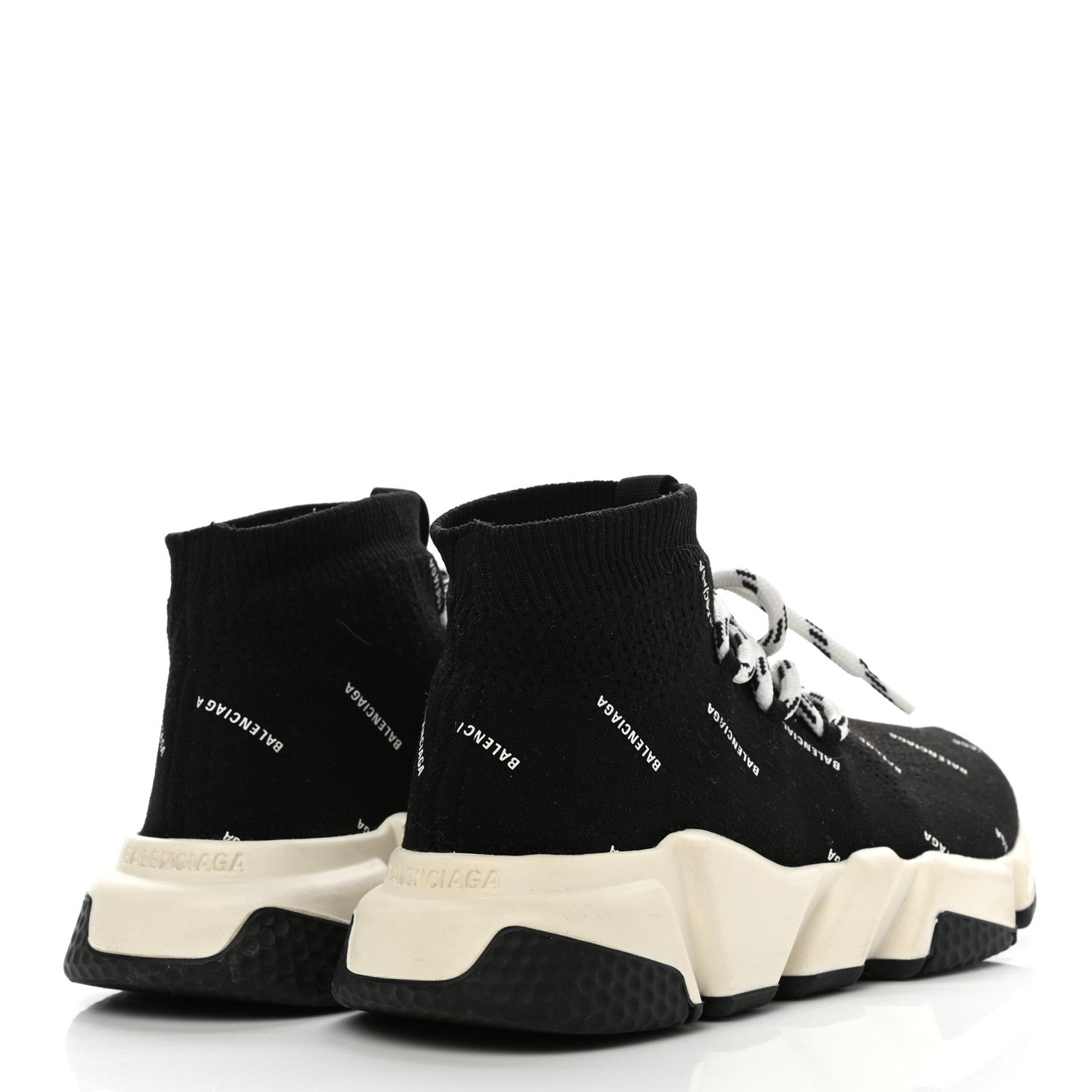 Balenciaga Neoprene Knit Allover Logo Womens Speed Lace Up Sneakers 36 Black 4 of 9
