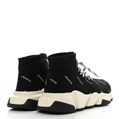 Balenciaga Neoprene Knit Allover Logo Womens Speed Lace Up Sneakers 36 Black 4 of 9