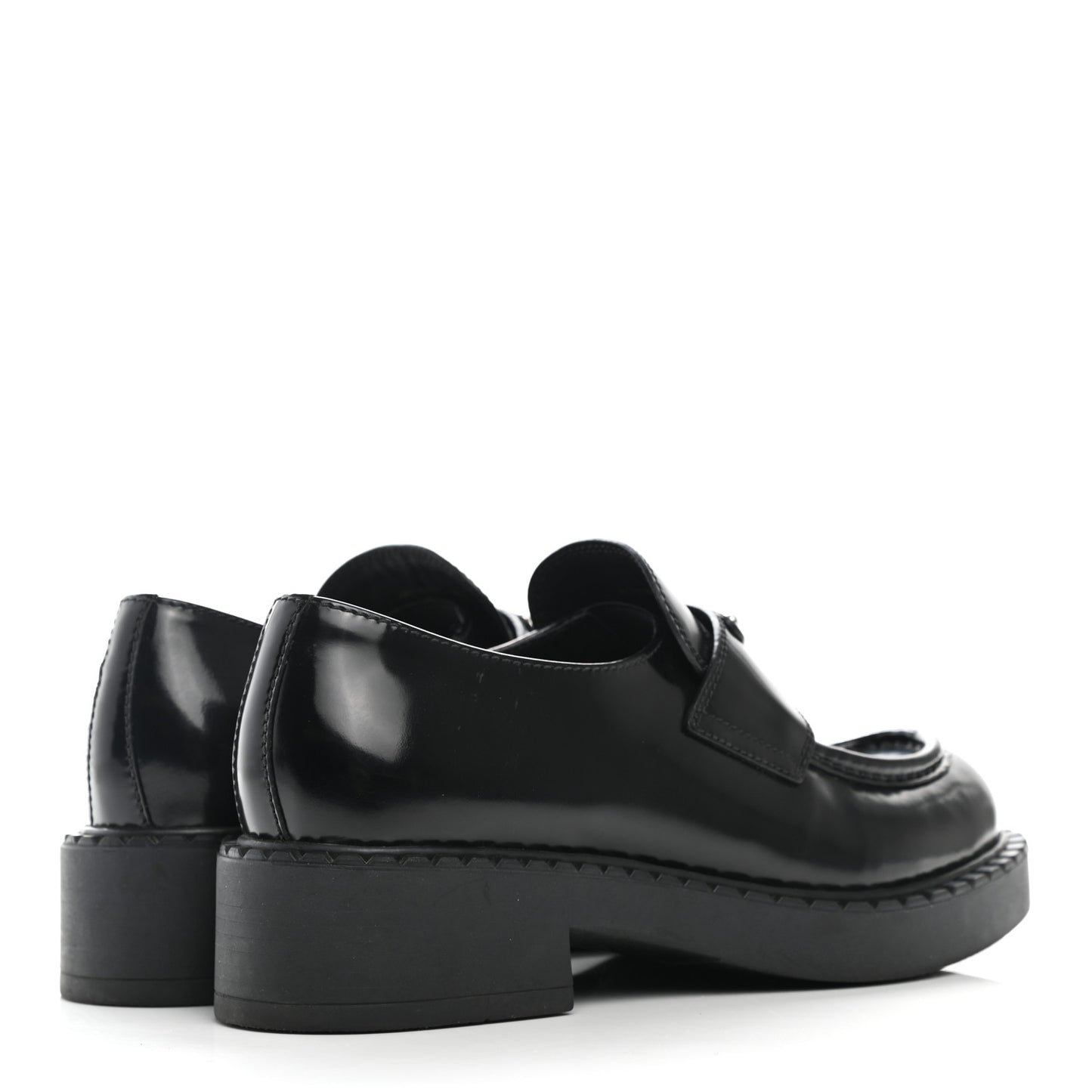 Spazzolato Metal Triangle Logo 50mm Loafers 37 Black