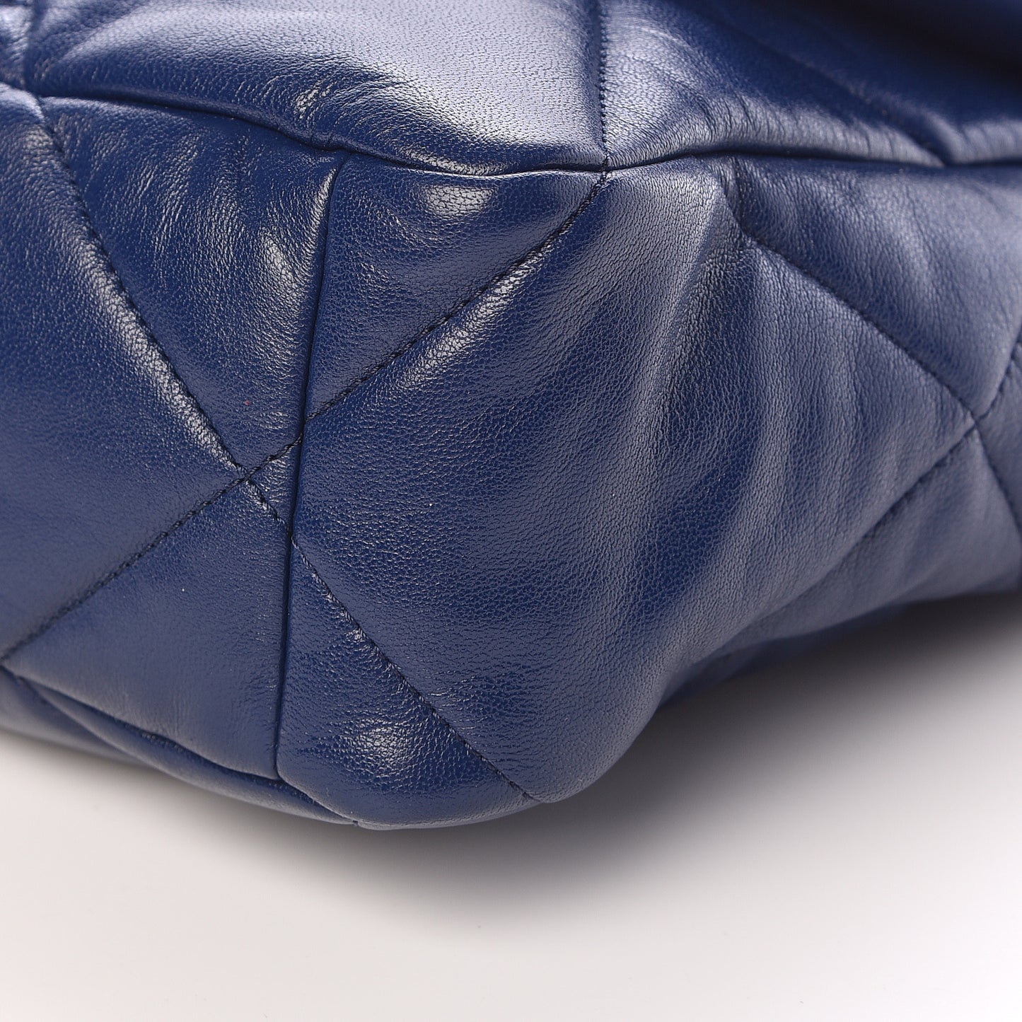 Lambskin Quilted Large 19 Flap Navy Blue