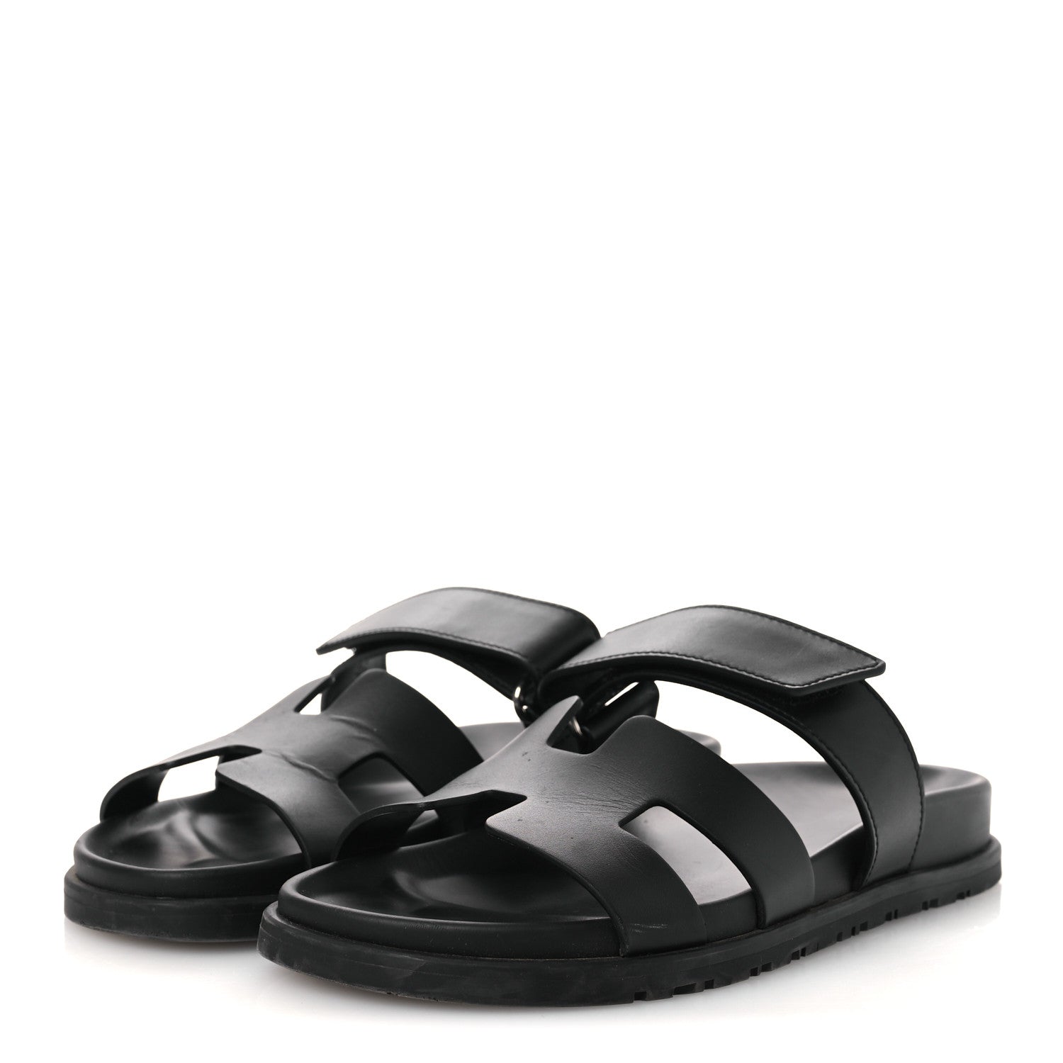 Hermes Calfskin Womens Chypre Sandals 37 Black 4 of 14